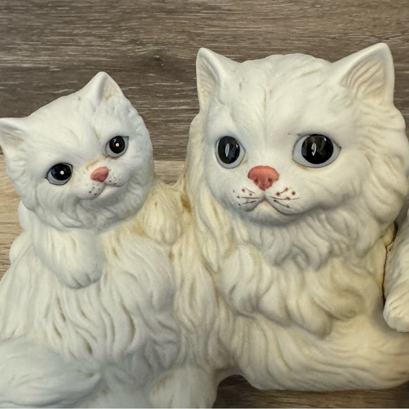 Vintage Homco White Persian Mother Cat w/2 Kittens #1412 Ceramic Figurine - Picture 7 of 9